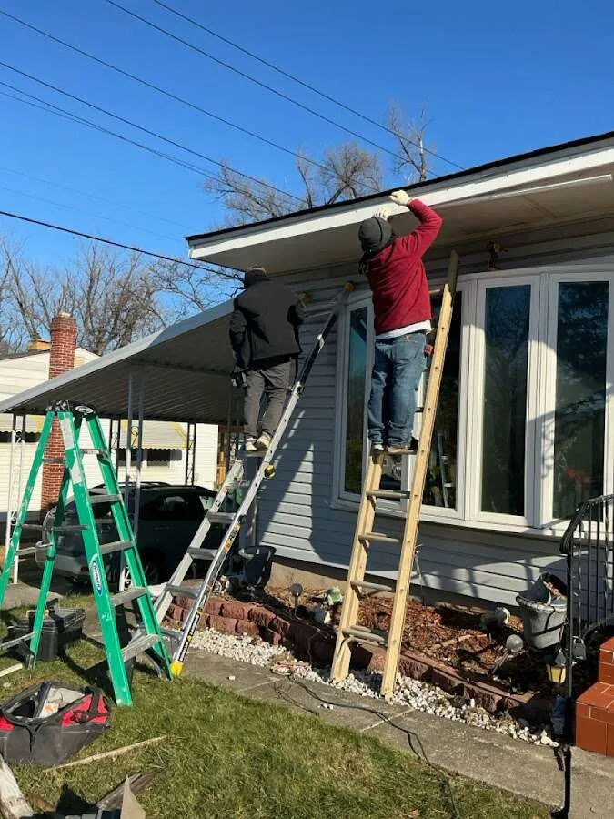 Restoration crew performing exterior repair in Marengo